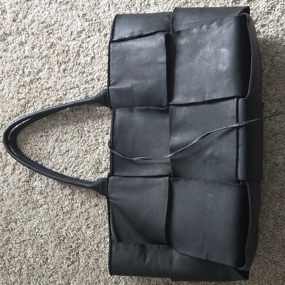 Bottega Veneta Arco Black Woven Tote Bag